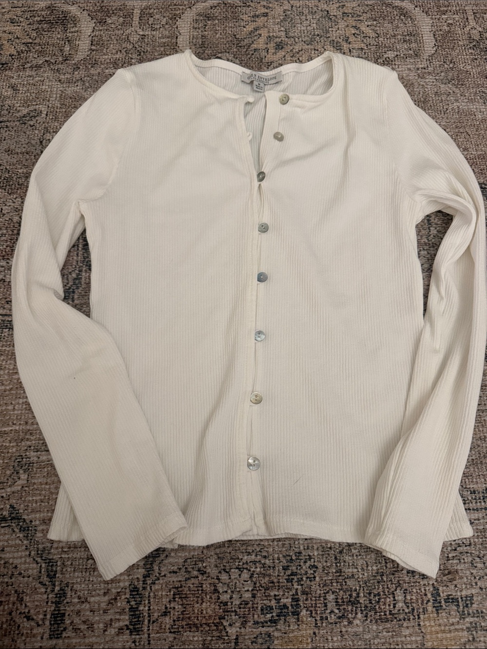Classic White Ribbed Button-Front Women’s Sweater